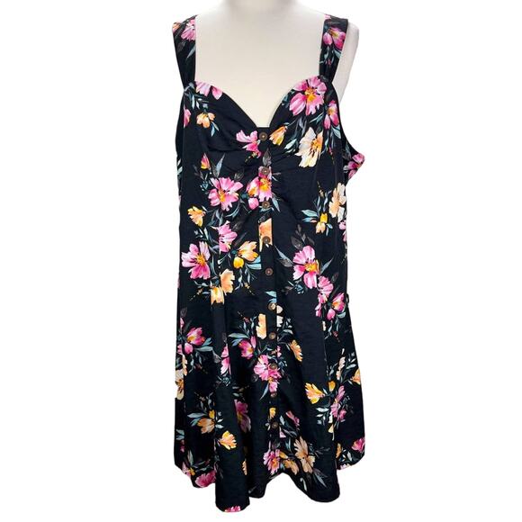 Trixxi Dresses & Skirts - TRIXXI Plus Sized Black Multi Color Floral A-Line Sweetheart Neck Dress Sz 2X
